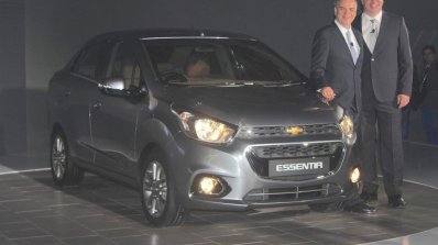 Chevrolet Essentia front view at Auto Expo