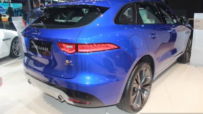 Jaguar F-Pace rear three quarter at the Auto Expo 2016