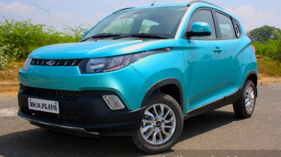 Mahindra KUV100 1.2 Diesel (D75) front three quarter with toe in Full Drive Review
