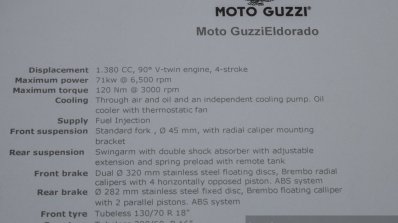Moto Guzzi Eldorado specifications at Auto Expo 2016