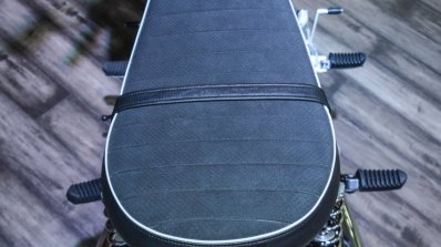 Moto Guzzi V9 Roamer seat upholstery at Auto Expo 2016