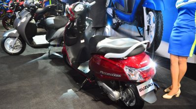 New Suzuki Access 125 rear three quarters left at Auto Expo 2016