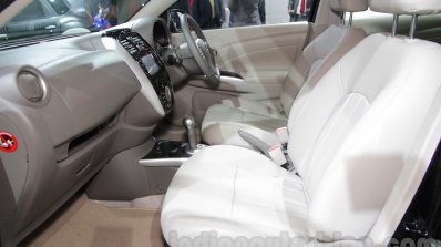 Nissan Sunny Sportech front seat at 2016 Auto Expo