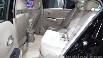 Nissan Sunny Sportech rear seat at 2016 Auto Expo