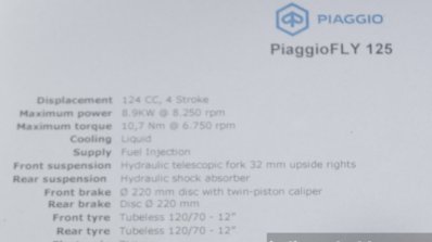 Piaggio Fly 125 specifications at Auto Expo 2016