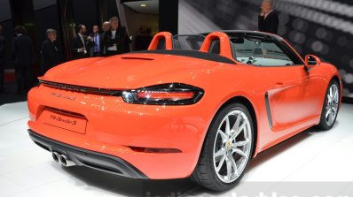 Porsche 718 Boxster S rear three quarter right at the Geneva Motor Show Live