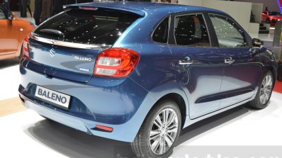 Suzuki Baleno 1.2 SHVS rear three quarter at 2016 Geneva Motor Show