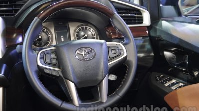 Toyota Innova Crysta 2.8 Z steering wheel at the Auto Expo 2016