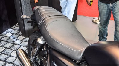 Triumph Bonneville Street Twin Matt Black seat at Auto Expo 2016
