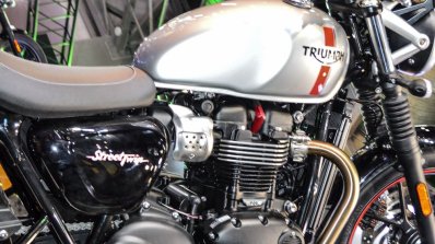 Triumph Bonneville Street Twin Silver engine at Auto Expo 2016
