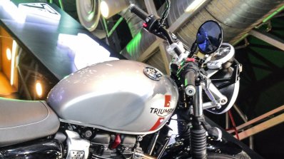 Triumph Bonneville Street Twin Silver fuel tank at Auto Expo 2016