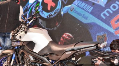 Yamaha MT-09 blue and silver at Auto Expo 2016