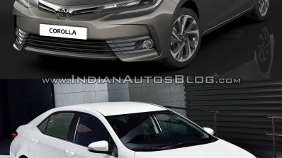 2013 Toyota Corolla vs. 2016 Toyota Corolla (facelift) front three quarters