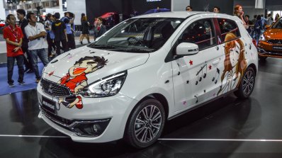 2016 Mitsubishi Mirage at front three quarters left side 2016 Bangkok International Motor Show