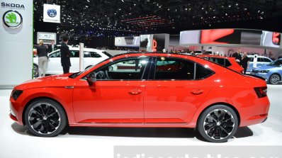 2016 Skoda Superb SportLine side at 2016 Geneva Motor Show