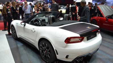 Abarth 124 Spider rear three quarter at the 2016 Geneva Motor Show Live