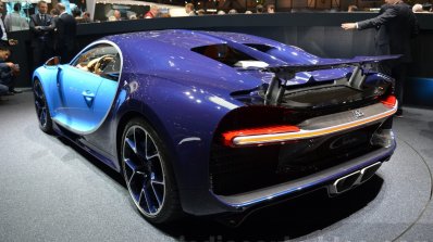 Bugatti Chiron rear left three quarter at the 2016 Geneva Motor Show