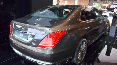 Genesis G90 rear three quarter at the 2016 Geneva Motor Show