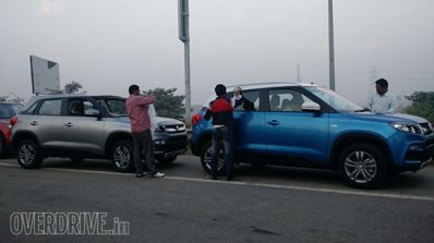 Maruti Vitara Brezza blue silver spied in Delhi