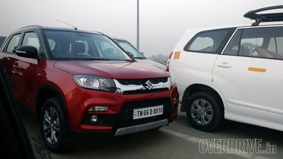 Maruti Vitara Brezza red spied in Delhi