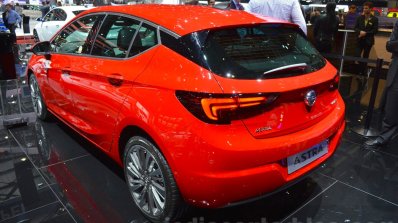 Opel Astra rear three quarter at the 2016 Geneva Motor Show