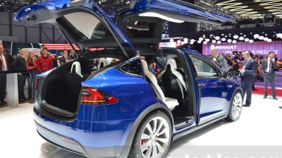 Tesla Model X rear three quarter at the Geneva Motor Show 2016