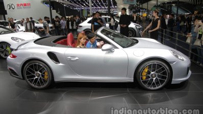 2016 Porsche 911 Turbo S Cabriolet side profile at Auto China 2016