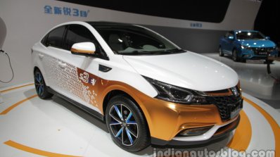 Luxgen S3 EV at Auto China 2016 front three quarters right side