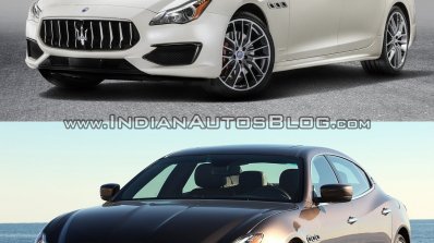 2016 Maserati Quattroporte (facelift) vs. 2013 Maserati Quattroporte front three quarters