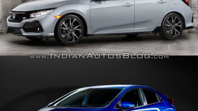 2017 Honda Civic Hatchback vs. 2015 Honda Civic Hatchback front three quarters