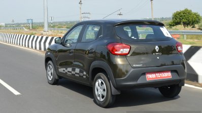 Renault Kwid 1.0 MT rear quarter left dynamic First Drive Review