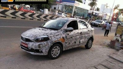 Tata Kite 5 compact sedan front three quarter spied in Tamil Nadu