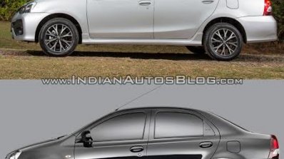 Toyota Etios facelift vs Older model side Old vs New