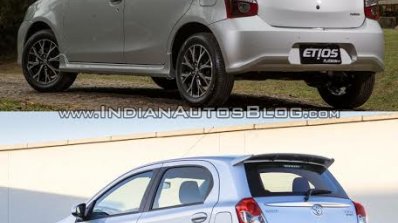 Toyota Etios hatchback facelift vs Older model rear quarter Old vs New