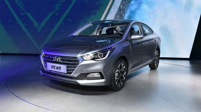 2017 Hyundai Verna front three quarter silver makes world premiere