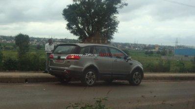 Uncamouflaged Tata Hexa rear three quarter spied