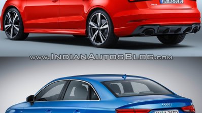 Audi RS 3 Sedan vs. Audi A3 Sedan rear three quarters