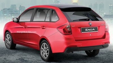 Proton Saga Aeroback rear three quarters rendering