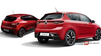2016 Renault Clio vs. 2018 Renault Clio (rendering) rear three quarters