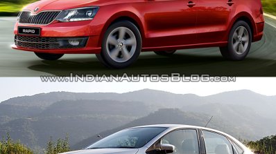 2016 Skoda Rapid front three quarter vs. 2012 Skoda Rapid front three quarter