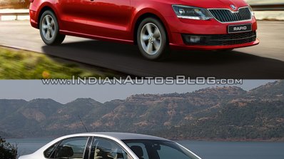 2016 Skoda Rapid front three quarters vs. 2012 Skoda Rapid front three quarters