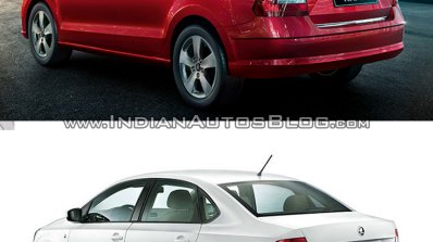 2016 Skoda Rapid rear three quarter vs. 2012 Skoda Rapid rear three quarter
