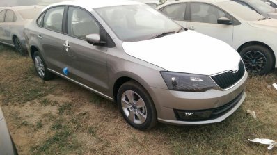 2017 Skoda Rapid brown front three quarter spied ahead of launch