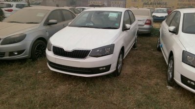 2017 Skoda Rapid white front quarter spied ahead of launch