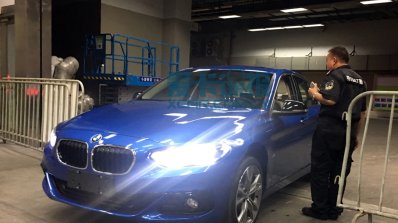 China-made BMW 1 Series sedan blue front photographed