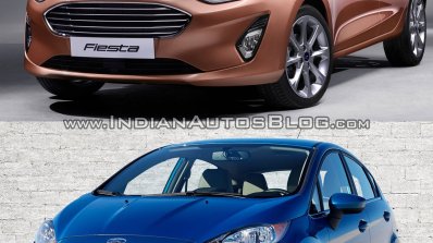 2017 Ford Fiesta vs 2013 Ford Fiesta front quarter Old vs New