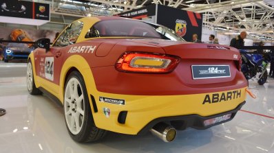 Abarth 124 Rally rear three quarters at 2016 Bologna Motor Show