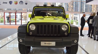 Jeep Wrangler Rubicon with MoparONE pack front at 2016 Bologna Motor Show