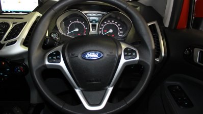 Ford EcoSport Platinum Edition steering wheel at Surat International Auto Expo 2017