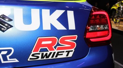 Suzuki Swift Racer RS tailgate sticker at 2017 Tokyo Auto Salon